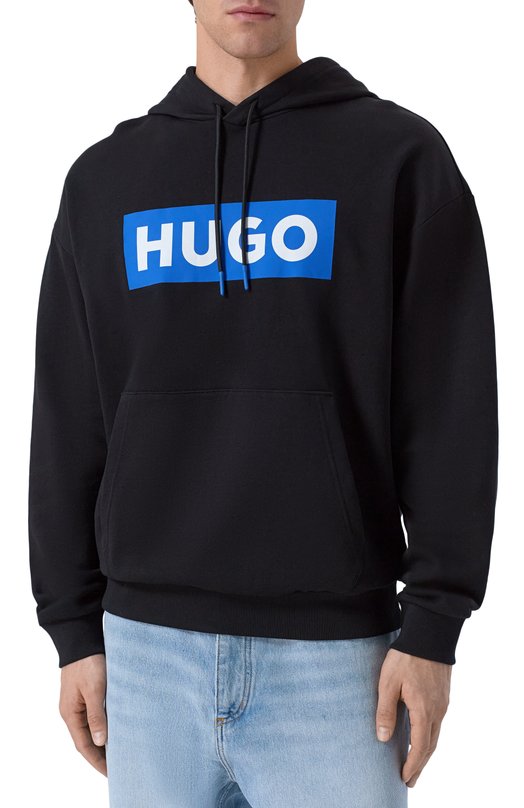 Хлопковое худи HUGO Blue 50522370 Чёрный  50522370 Фото 3