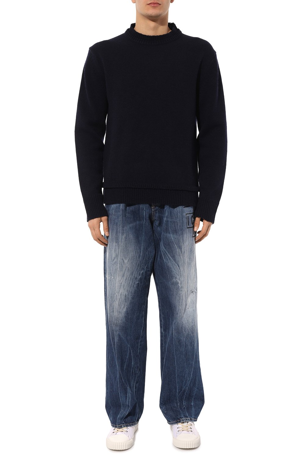 Свитер из шерсти и льна MAISON MARGIELA темно-синего цвета по цене 99500 руб., арт. SI1GP0001/S18064, фото 2 Свитер из шерсти и льна MAISON MARGIELA, арт. SI1GP0001/S18064, фото 2