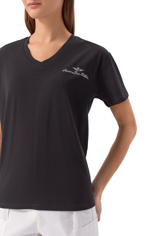 Хлопковая футболка Aeronautica Militare TS2491DJ00675 Чёрный  TS2491DJ00675 Фото 5
