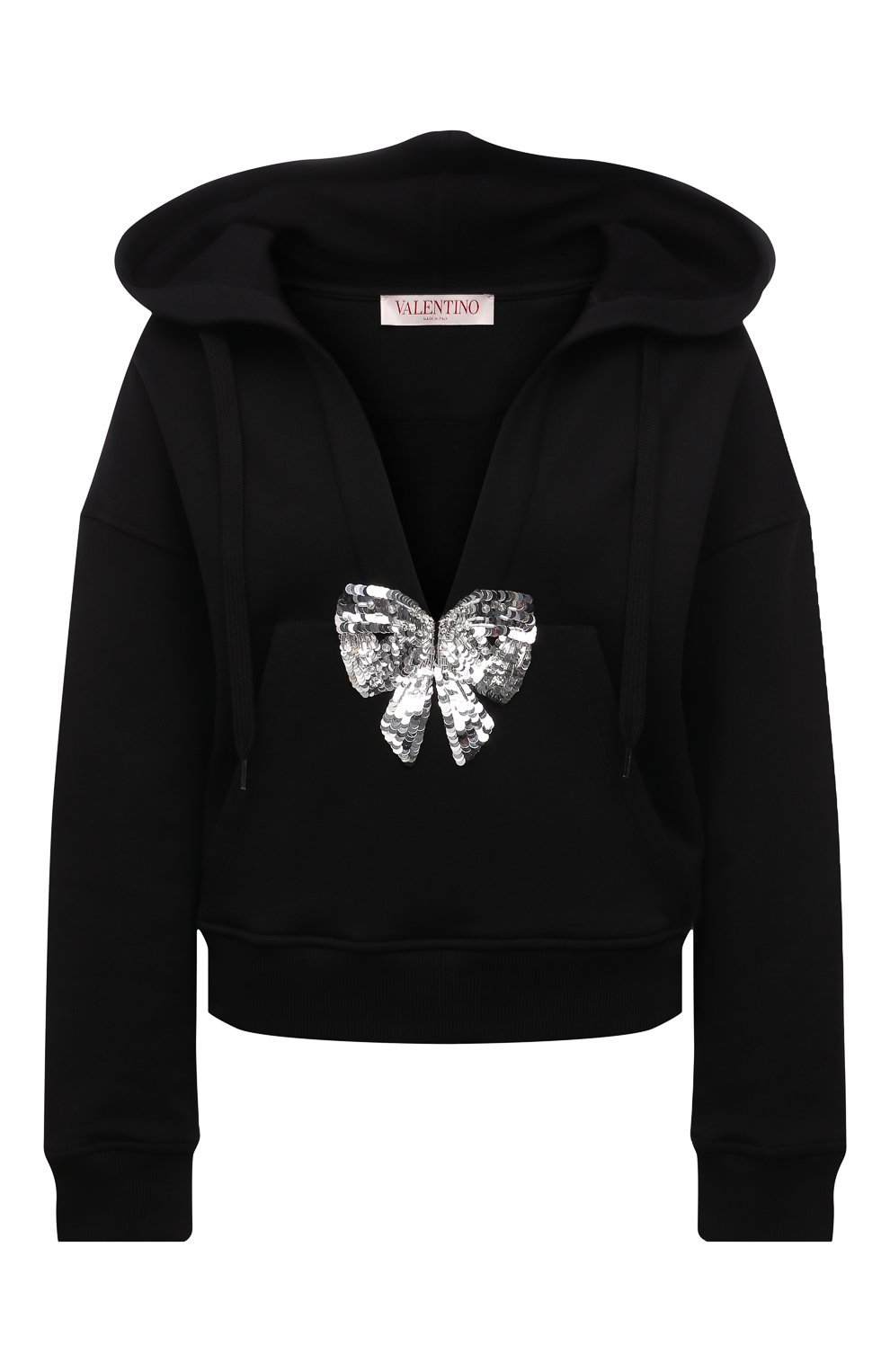 Хлопковое худи VALENTINO черного цвета по цене 145500 руб., арт. XB3MF13U73T, фото 1 Хлопковое худи VALENTINO, арт. XB3MF13U73T, фото 1