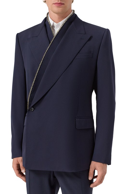 Шерстяной пиджак Dolce & Gabbana G2RR6Z/FUBGB Синий  G2RR6Z/FUBGB Фото 3