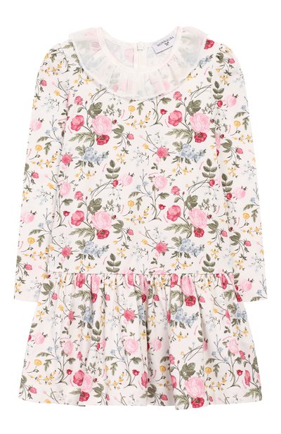 Хлопковое платье MONNALISA белого цвета по цене 17300 руб., арт. 114911, фото 1 Хлопковое платье MONNALISA, арт. 114911, фото 1