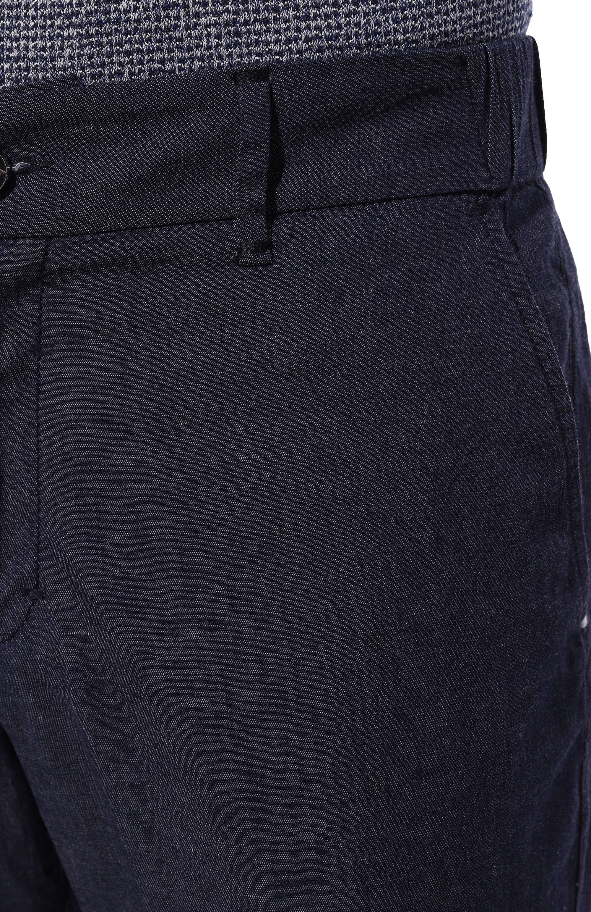 Брюки из хлопка и льна ZILLI темно-синего цвета по цене 126500 руб., арт. CP801BM0109VHST00, фото 5 Брюки из хлопка и льна ZILLI, арт. CP801BM0109VHST00, фото 5