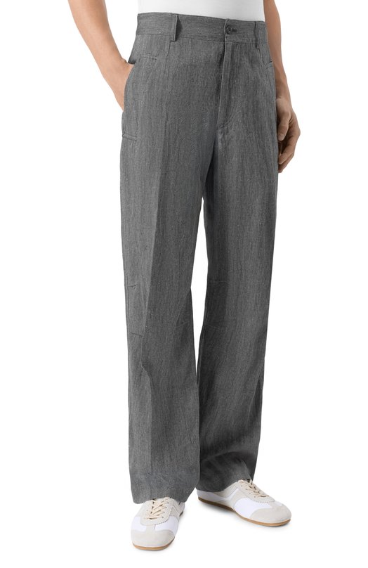 Брюки из хлопка и льна Dries Van Noten 020917/3131 Серый  020917/3131 Фото 3