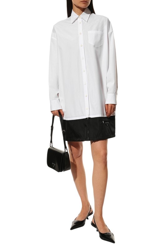 Хлопковое платье Prada P3E83-10UR-F0964-212 Белый  P3E83-10UR-F0964-212 Фото 2