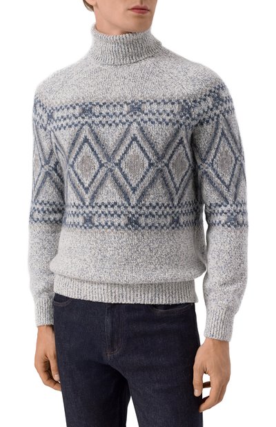 Свитер из шерсти и шелка BRUNELLO CUCINELLI синего цвета по цене 399500 руб., арт. MRI505403, фото 3 Свитер из шерсти и шелка BRUNELLO CUCINELLI, арт. MRI505403, фото 3