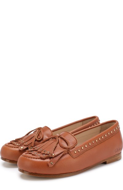 Кожаные мокасины с заклепками CHLOÉ коричневого цвета по цене 22950 руб., арт. C19082, фото 1 Кожаные мокасины с заклепками CHLOÉ, арт. C19082, фото 1