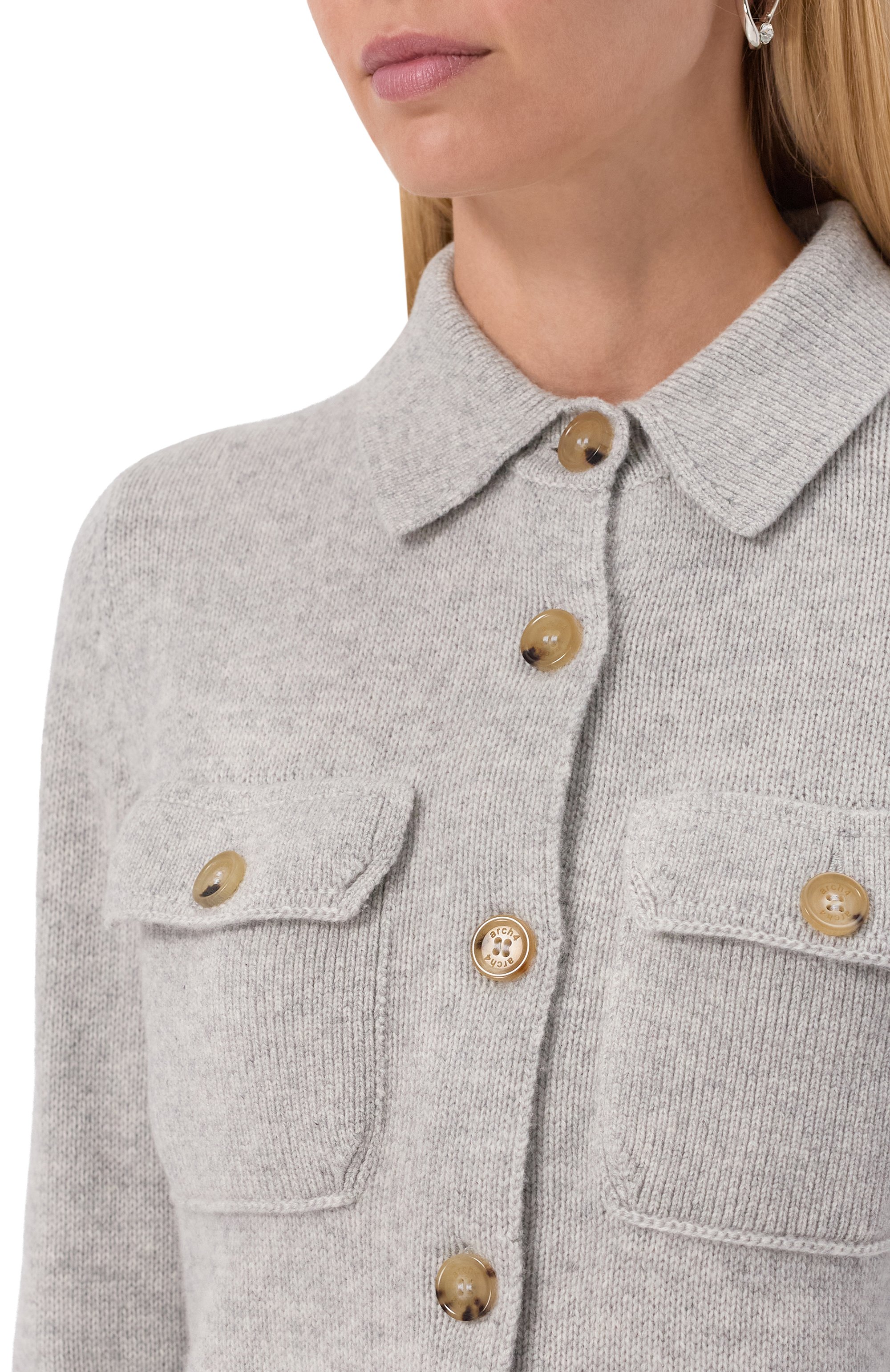 Кашемировый кардиган ARCH4 серого цвета по цене 82500 руб., арт. KNCD23241B, фото 5 Кашемировый кардиган ARCH4, арт. KNCD23241B, фото 5