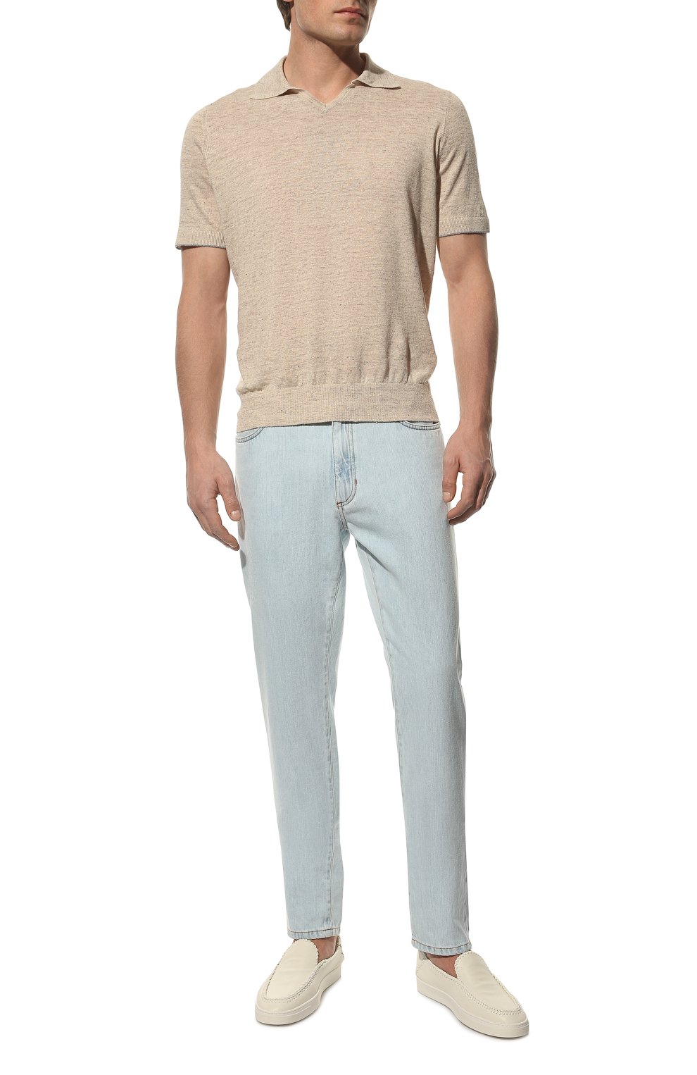 Поло изо льна и хлопка BRUNELLO CUCINELLI бежевого цвета по цене 99500 руб., арт. 221M2L00325, фото 2 Поло изо льна и хлопка BRUNELLO CUCINELLI, арт. 221M2L00325, фото 2