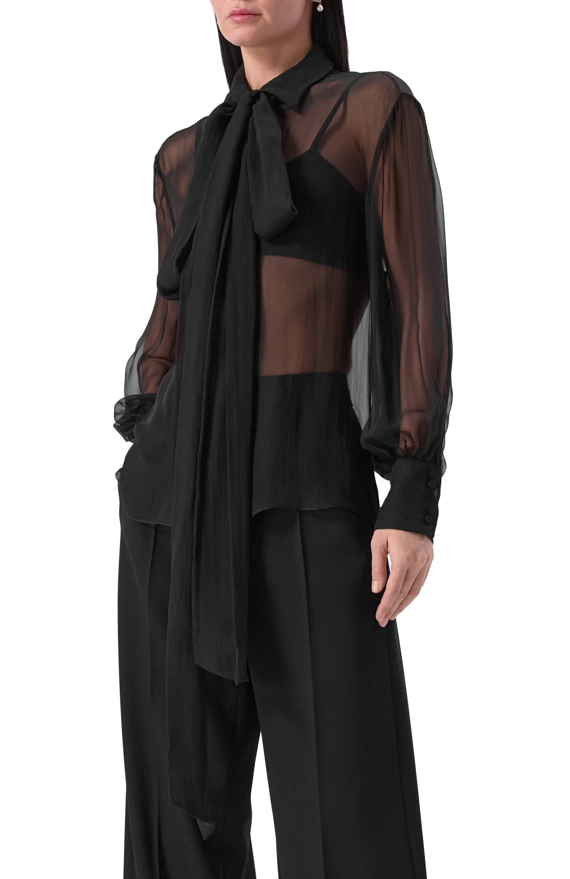 Шелковая блузка VALENTINO черного цвета по цене 199500 руб., арт. 5B0AB6T02UP, фото 3 Шелковая блузка VALENTINO, арт. 5B0AB6T02UP, фото 3