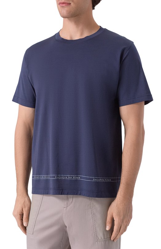 Хлопковая футболка Kiton UMK0824K326 Синий  UMK0824K326 Фото 3