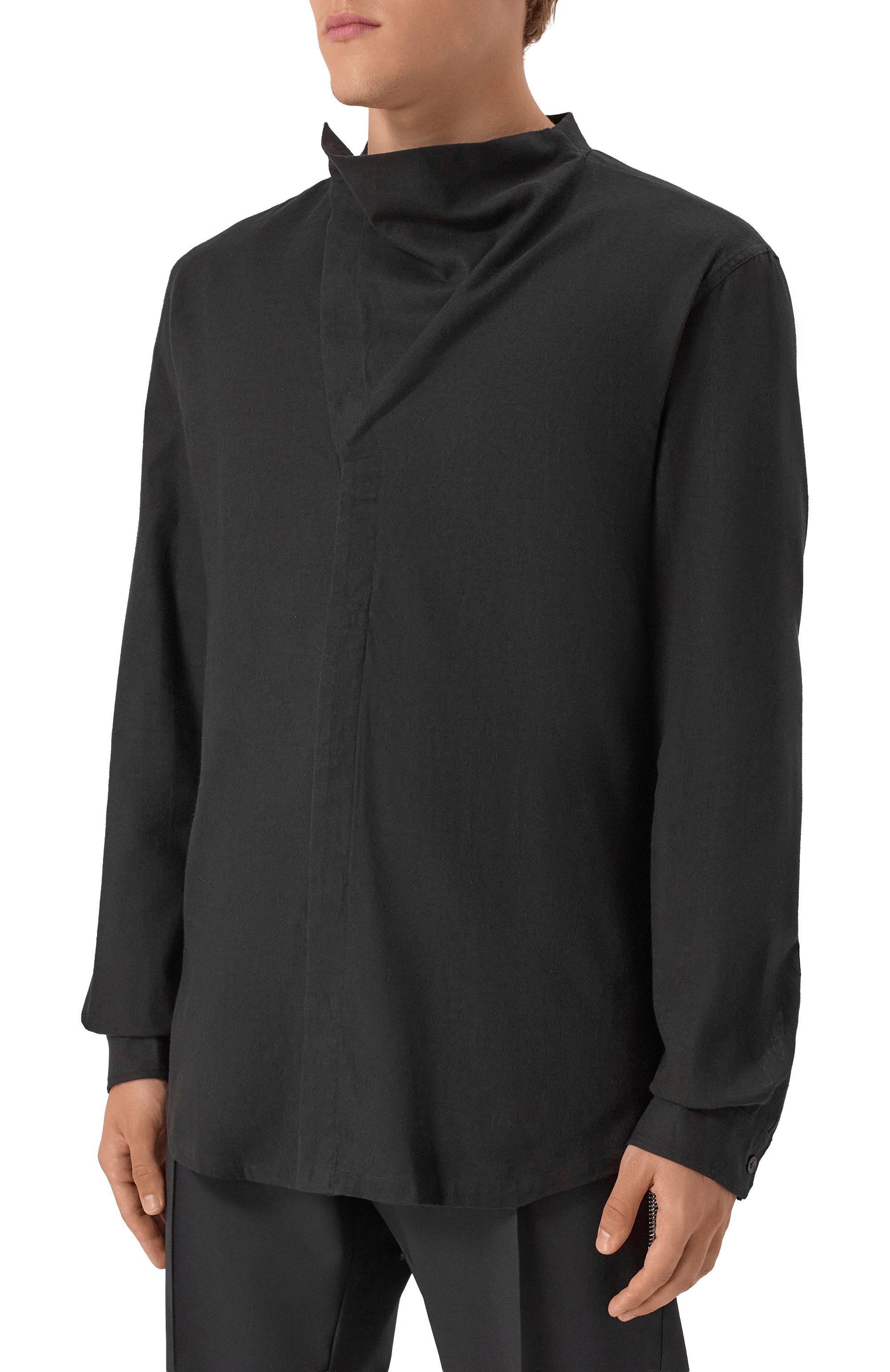 Рубашка из хлопка и шерсти RICK OWENS черного цвета по цене 86850 руб., арт. RU02E1299/FLW, фото 3 Рубашка из хлопка и шерсти RICK OWENS, арт. RU02E1299/FLW, фото 3