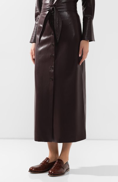 Юбка с поясом NANUSHKA, арт. ARFEN_AUBERGINE_VEGAN LEATHER, фото 3
