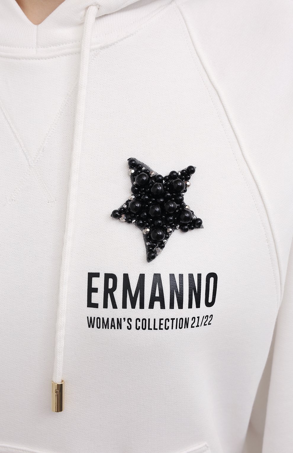 Хлопковое худи ERMANNO FIRENZE белого цвета по цене 32400 руб., арт. D39ET FL071FEL, фото 5 Хлопковое худи ERMANNO FIRENZE, арт. D39ET FL071FEL, фото 5
