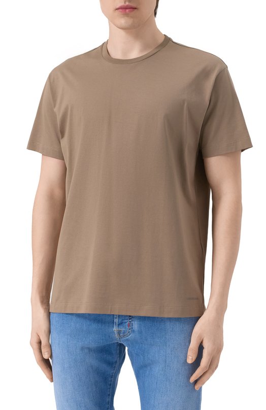 Хлопковая футболка Corneliani 25G575-2525005 Бежевый  25G575-2525005 Фото 3