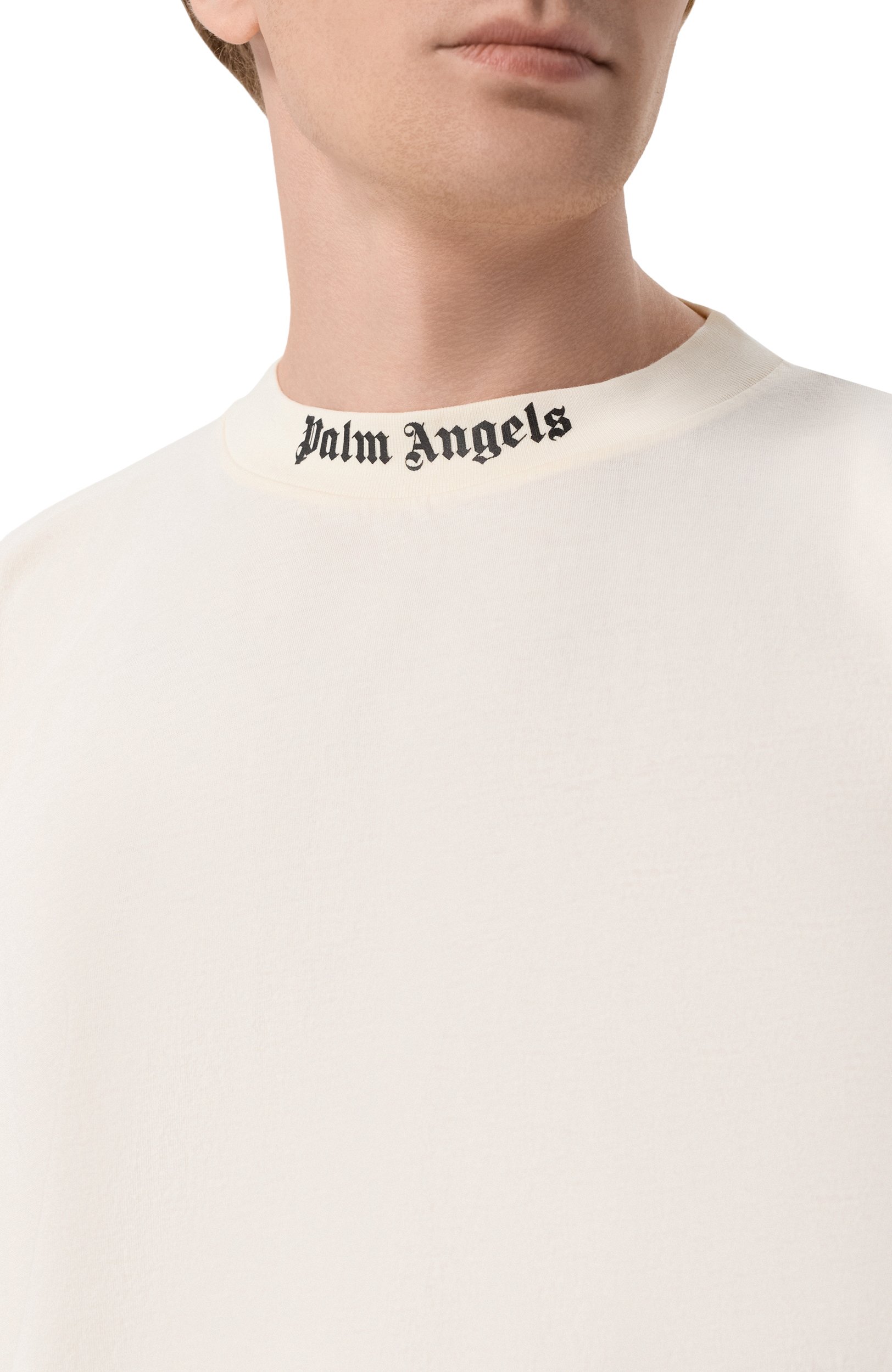 Хлопковая футболка PALM ANGELS кремового цвета по цене 31100 руб., арт. PAMAA005JR002, фото 5 Хлопковая футболка PALM ANGELS, арт. PAMAA005JR002, фото 5