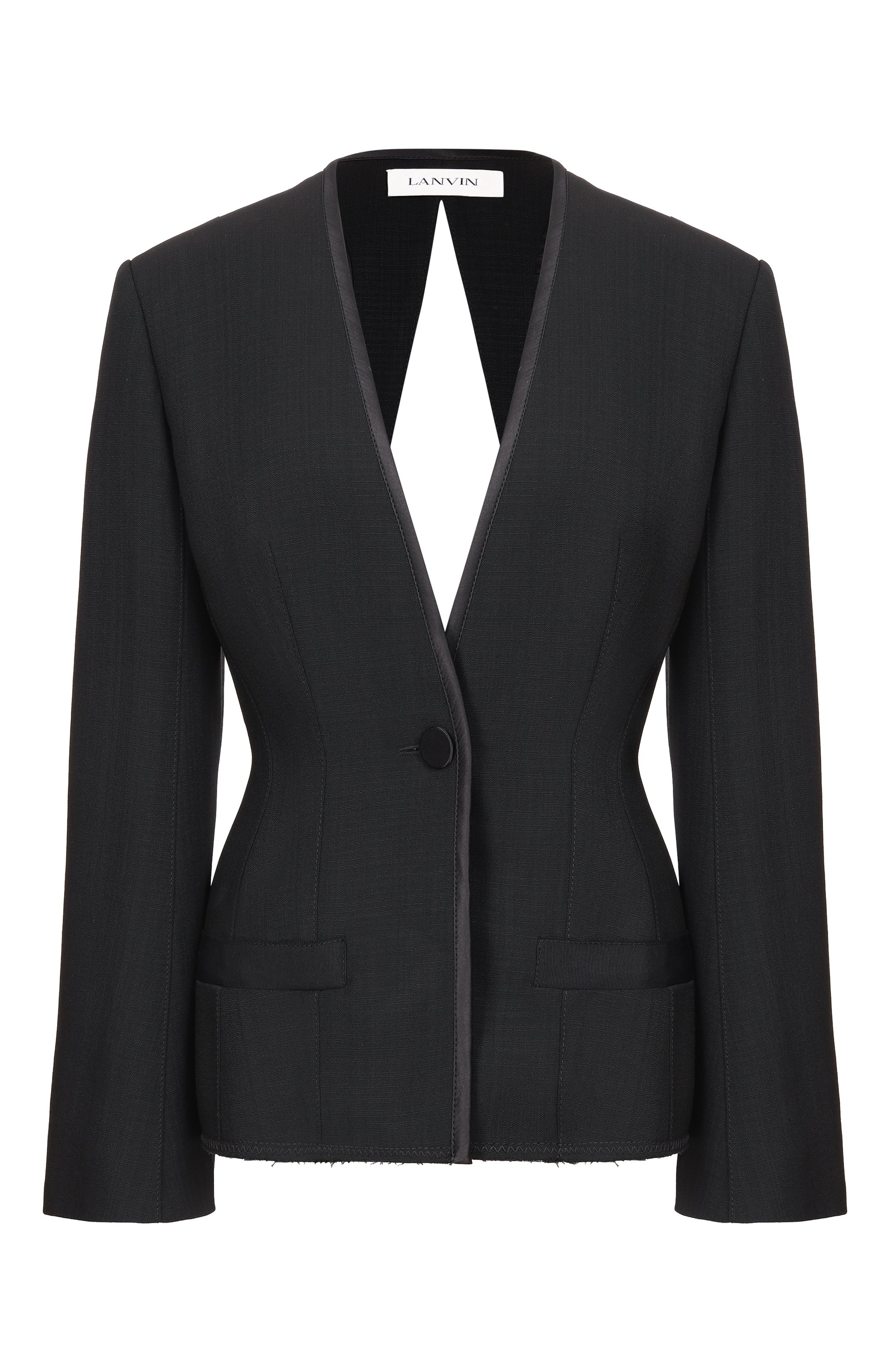 Жакет из вискозы и шелка LANVIN черного цвета по цене 389500 руб., арт. RW-JA0057-6314-E26, фото 1 Жакет из вискозы и шелка LANVIN, арт. RW-JA0057-6314-E26, фото 1