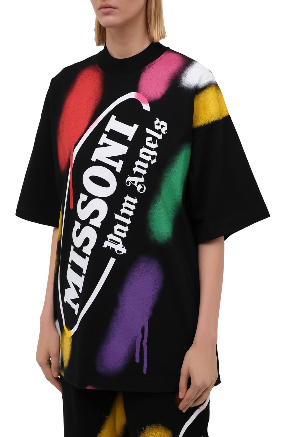 Хлопковая футболка palm angels x missoni PALM ANGELS черного цвета по цене 39950 руб., арт. PWAA017F21JER0061001, фото 3 Хлопковая футболка palm angels x missoni PALM ANGELS, арт. PWAA017F21JER0061001, фото 3