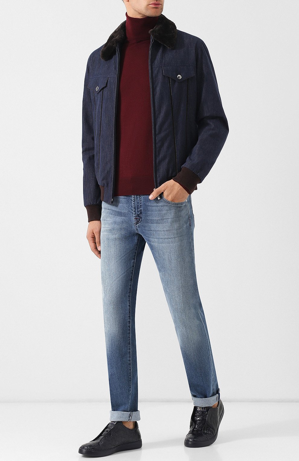 Кеды без шнуровки из кожи крокодила ZILLI, арт. T003/010/CCR0, фото 2