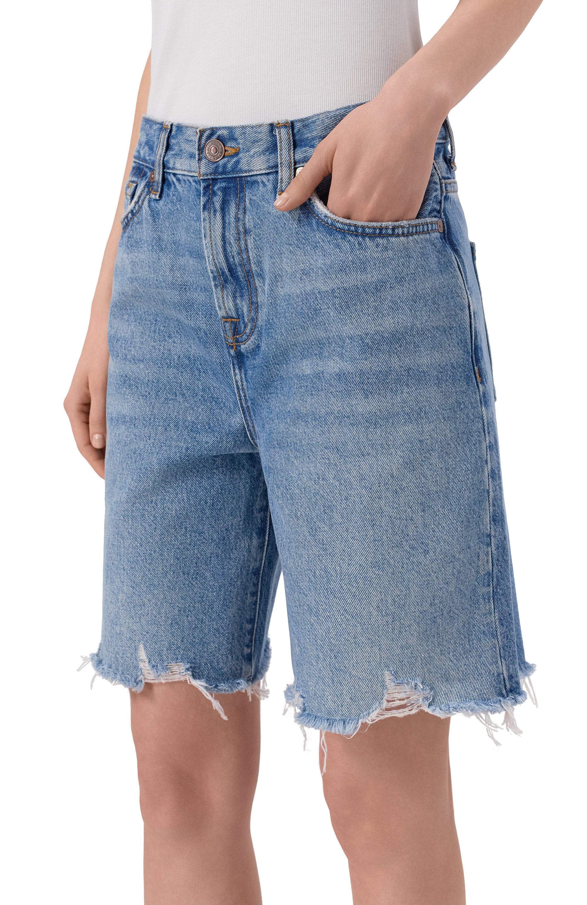 Джинсовые шорты lola 7 FOR ALL MANKIND голубого цвета по цене 22300 руб., арт. 7U87CE35-STW, фото 5 Джинсовые шорты lola 7 FOR ALL MANKIND, арт. 7U87CE35-STW, фото 5