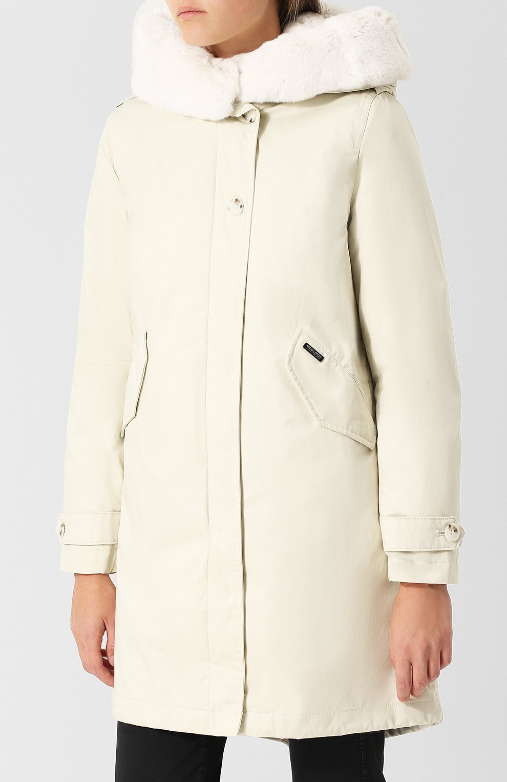 Хлопковая парка с капюшоном из меха кролика WOOLRICH, арт. WWCPS2629/LM10, фото 3