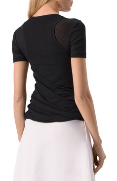 Женская хлопковая футболка JIL SANDER черного цвета, арт. J02NF0005/J20249 | Фото 4 (Рукава: Короткие; Материал сплава: Проставлено; Драгоценные камни: Проставлено; Стили: Мини�мализм; Принт: Без принта; Материал внешний: Хлопок; Длина (для топов): Стандартные)