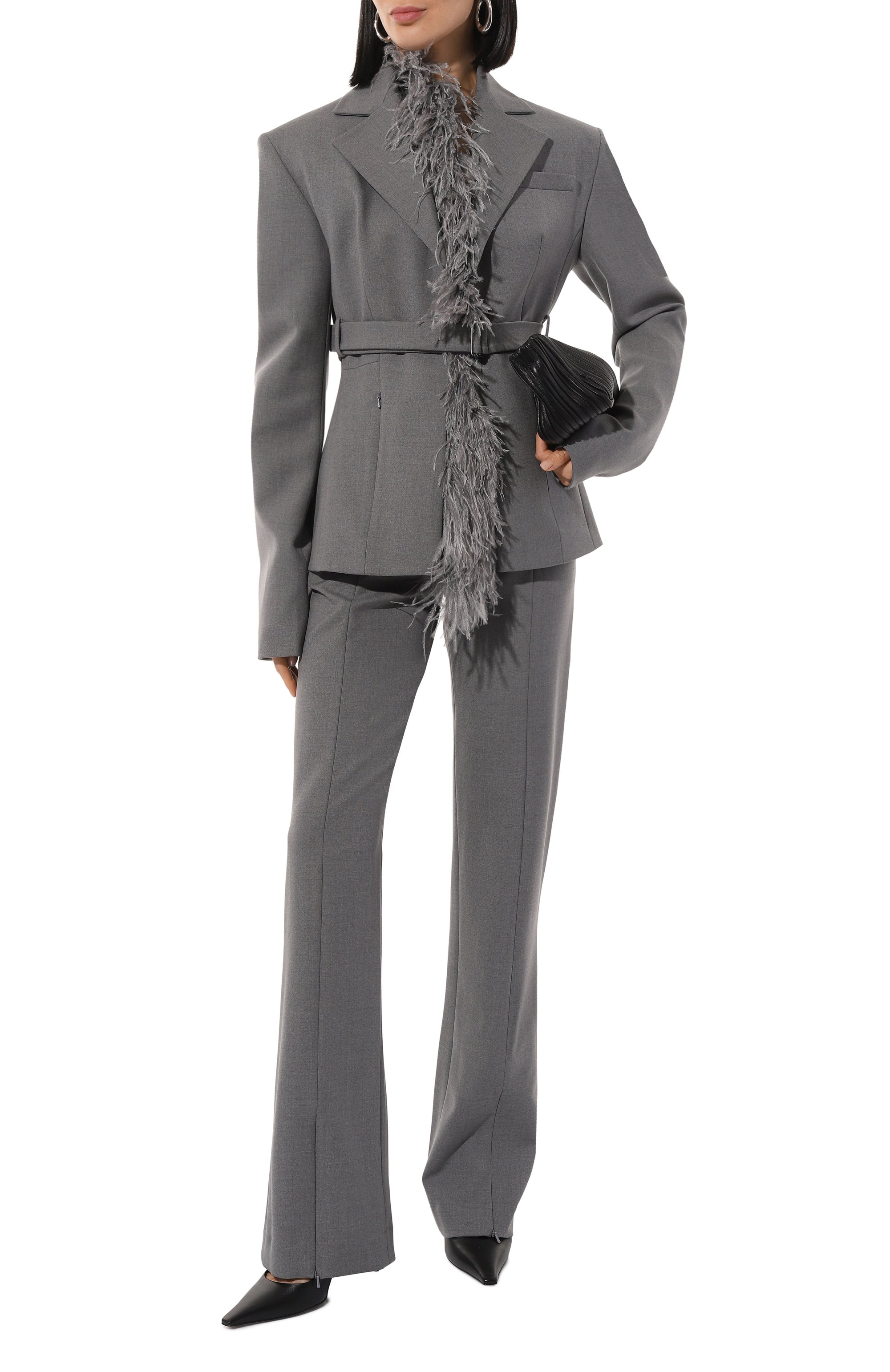 Шерстяные брюки DAVID KOMA серого цвета по цене 145500 руб., арт. PF24DK29TR, фото 2 Шерстяные брюки DAVID KOMA, арт. PF24DK29TR, фото 2