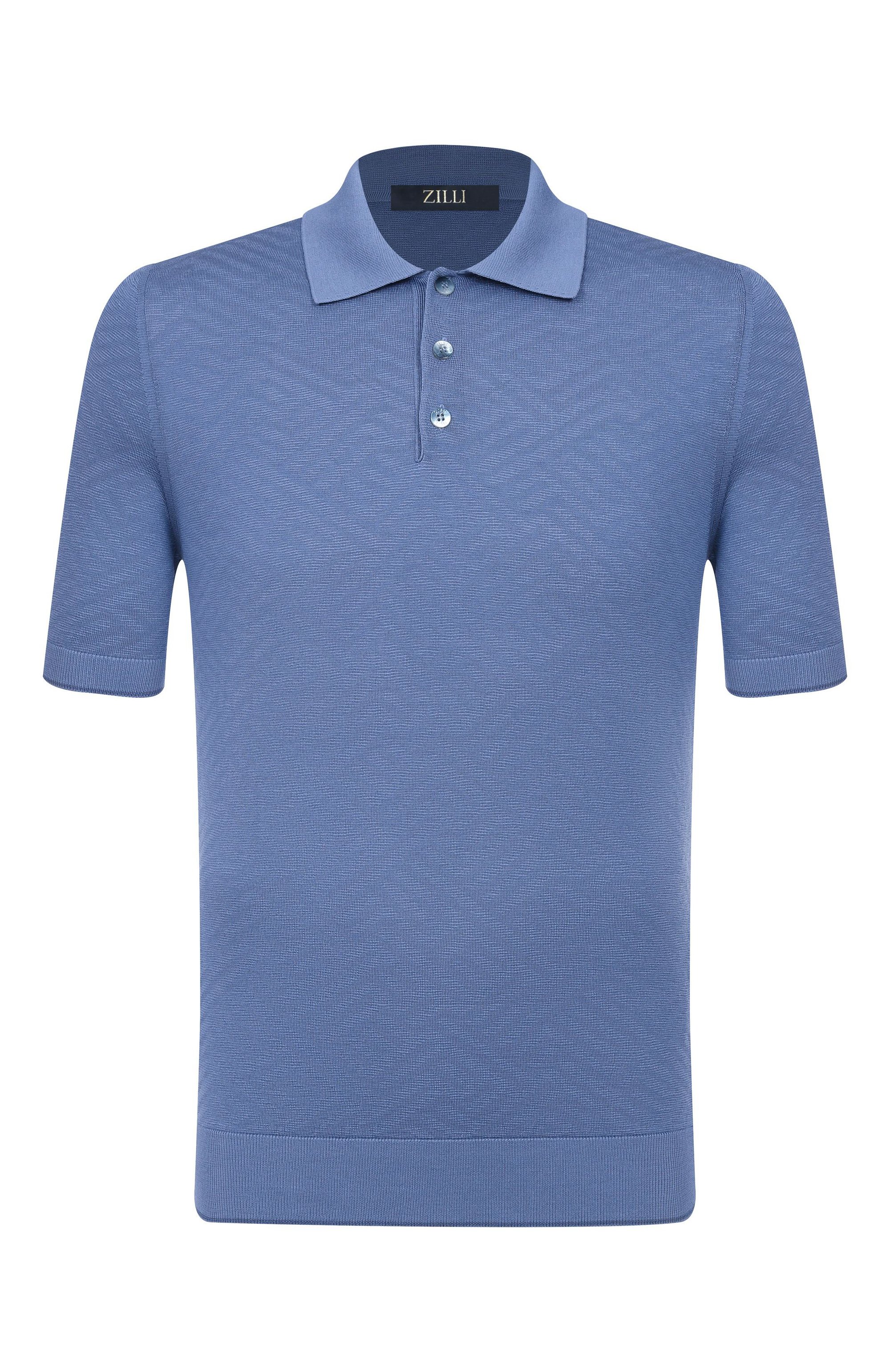 Поло из шелка и хлопка ZILLI голубого цвета по цене 164500 руб., арт. KBP002M0164VFAF00/62, фото 1 Поло из шелка и хлопка ZILLI, арт. KBP002M0164VFAF00/62, фото 1