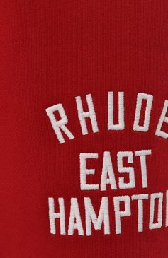 Мужские хлопковые брюки RHUDE красного цвета, арт. RHSS24PA23167277 | Фото 5 (Материал сплава: Проставлено; Длина (брюки, джинсы): Стандартные; Материал внешний: Хлопок; Драгоценные камни: Проставлено; Стили: Спорт-шик; Случай: Повседневный)