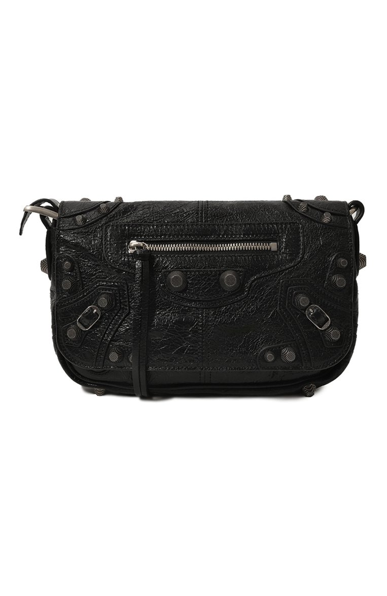 Мужская кожаная сумка le cagole BALENCIAGA черного цвета, арт. 719082/210KR | Фото 1 (Ремень/цепочка: На ремешке; Размер: small; Материал: Натуральная кожа; Автоматизация ТО: Проставлено; Автоматизация состава: Проставлено)
