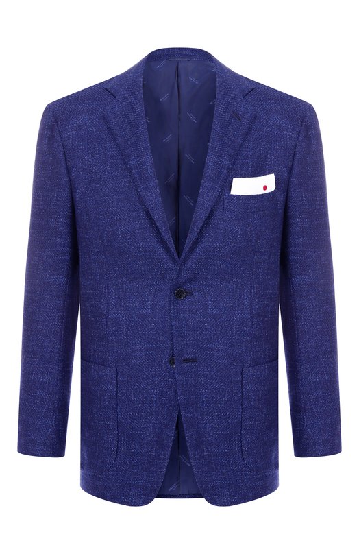 Пиджак из шерсти и шелка Kiton UG81K0170E03 Синий UG81K0170E03