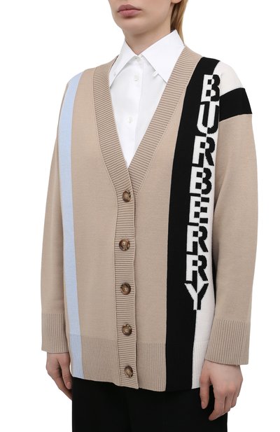 Шерстяной кардиган BURBERRY бежевого цвета по цене 82200 руб., арт. 8039184, фото 3 Шерстяной кардиган BURBERRY, арт. 8039184, фото 3