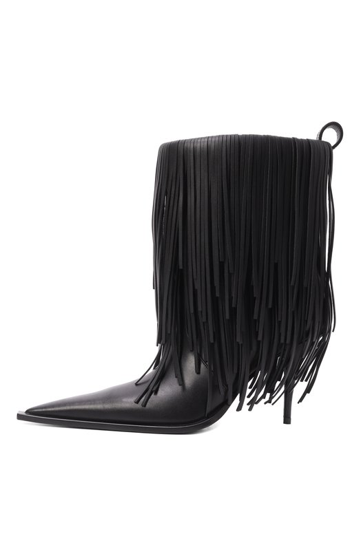 Кожаные ботильоны Avenue Fringe Balenciaga 855350/WBD00 Чёрный  855350/WBD00 Фото 4