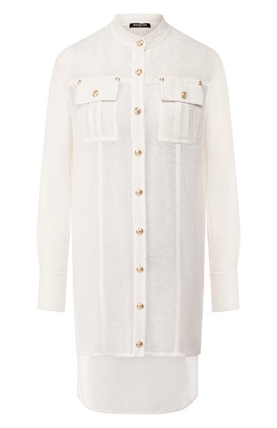 Женская рубашка из смеси вискозы и льна BALMAIN, арт. RF12234/C105