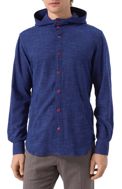 Рубашка из шерсти и шелка KITON синего цвета по цене 149000 руб., арт. UMCMARK0615E03, фото 3 Рубашка из шерсти и шелка KITON, арт. UMCMARK0615E03, фото 3