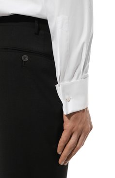 Мужская хлопковая сорочка ZEGNA белого цвета, арт. 9MENSM/CT1980 | Фото 5 (Материал сплава: Проставлено; Длина (для топов): Стандартные; Рукава: Длинные; Материал внешний: Хлопок; Драгоценные камни: Проставлено; Рубашки М: Classic Fit; Случай: Формальный; Принт: Однотонные; Стили: Классический; Воротник: Бабочка; Манжеты: Под запонки)