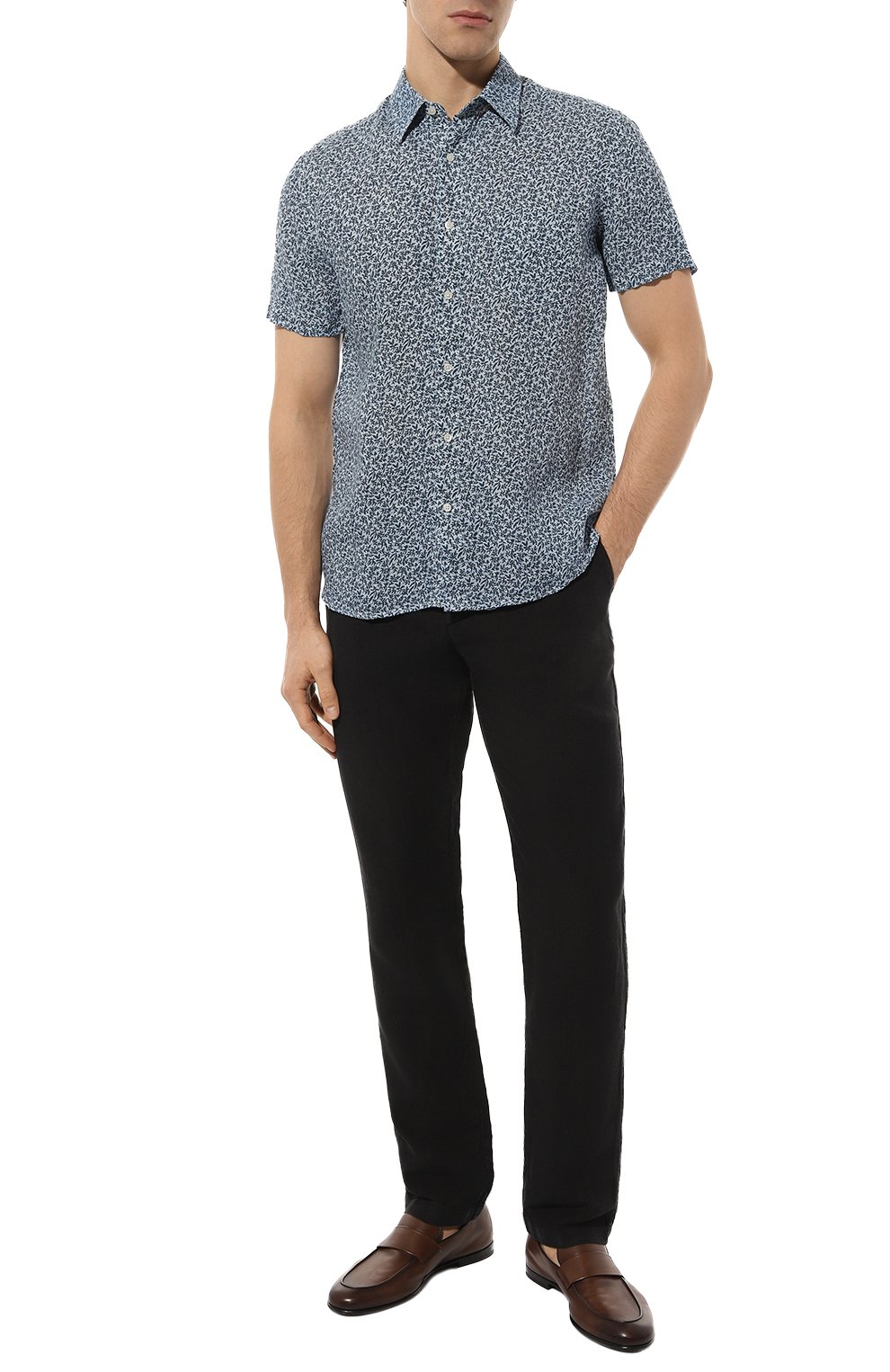 Льняная рубашка 120% LINO синего цвета по цене 24750 руб., арт. 31ALIM1368/000G235/S00, фото 2 Льняная рубашка 120% LINO, арт. 31ALIM1368/000G235/S00, фото 2