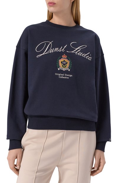 Хлопковый свитшот DUNST темно-синего цвета по цене 9990 руб., арт. UDTS5A113N2, фото 3 Хлопковый свитшот DUNST, арт. UDTS5A113N2, фото 3