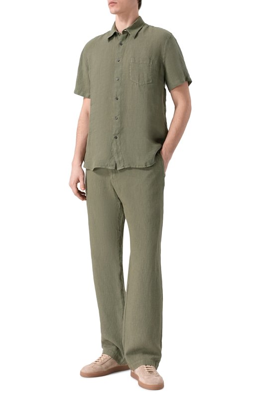 Льняная рубашка 120% Lino 33ALIM1368/0115/000 Хаки  33ALIM1368/0115/000 Фото 2