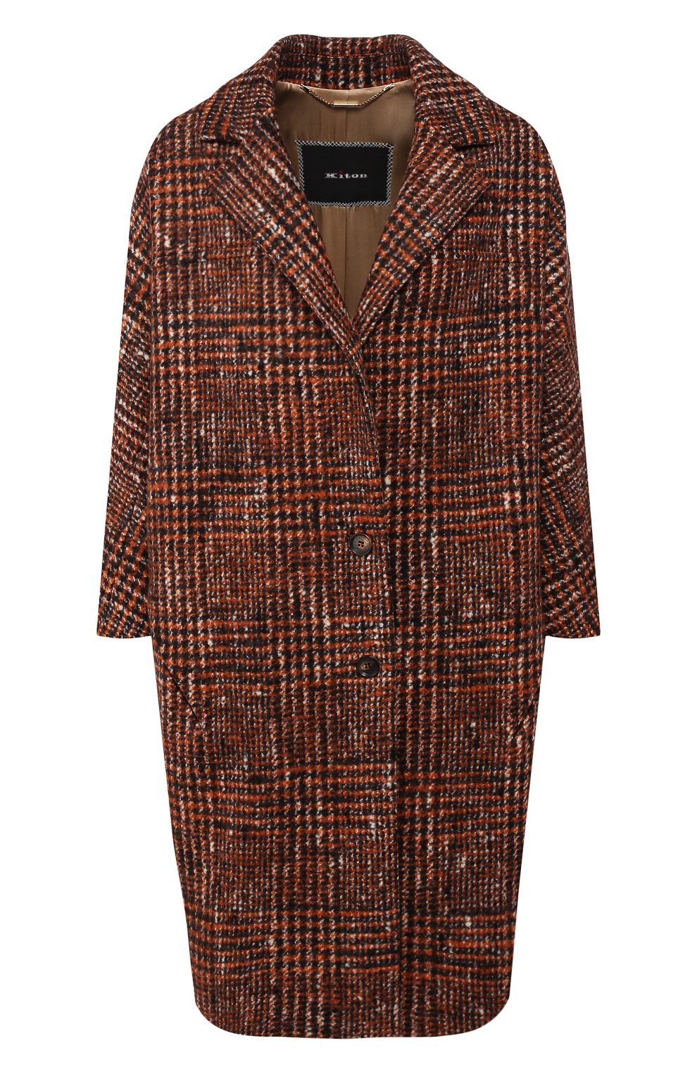Шерстяное пальто KITON оранжевого цвета по цене 399500 руб., арт. D48608K04S24, фото 1 Шерстяное пальто KITON, арт. D48608K04S24, фото 1