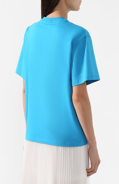 Хлопковая футболка MSGM голубого цвета по цене 7995 руб., арт. 2642MDM262 195298, фото 4 Хлопковая футболка MSGM, арт. 2642MDM262 195298, фото 4