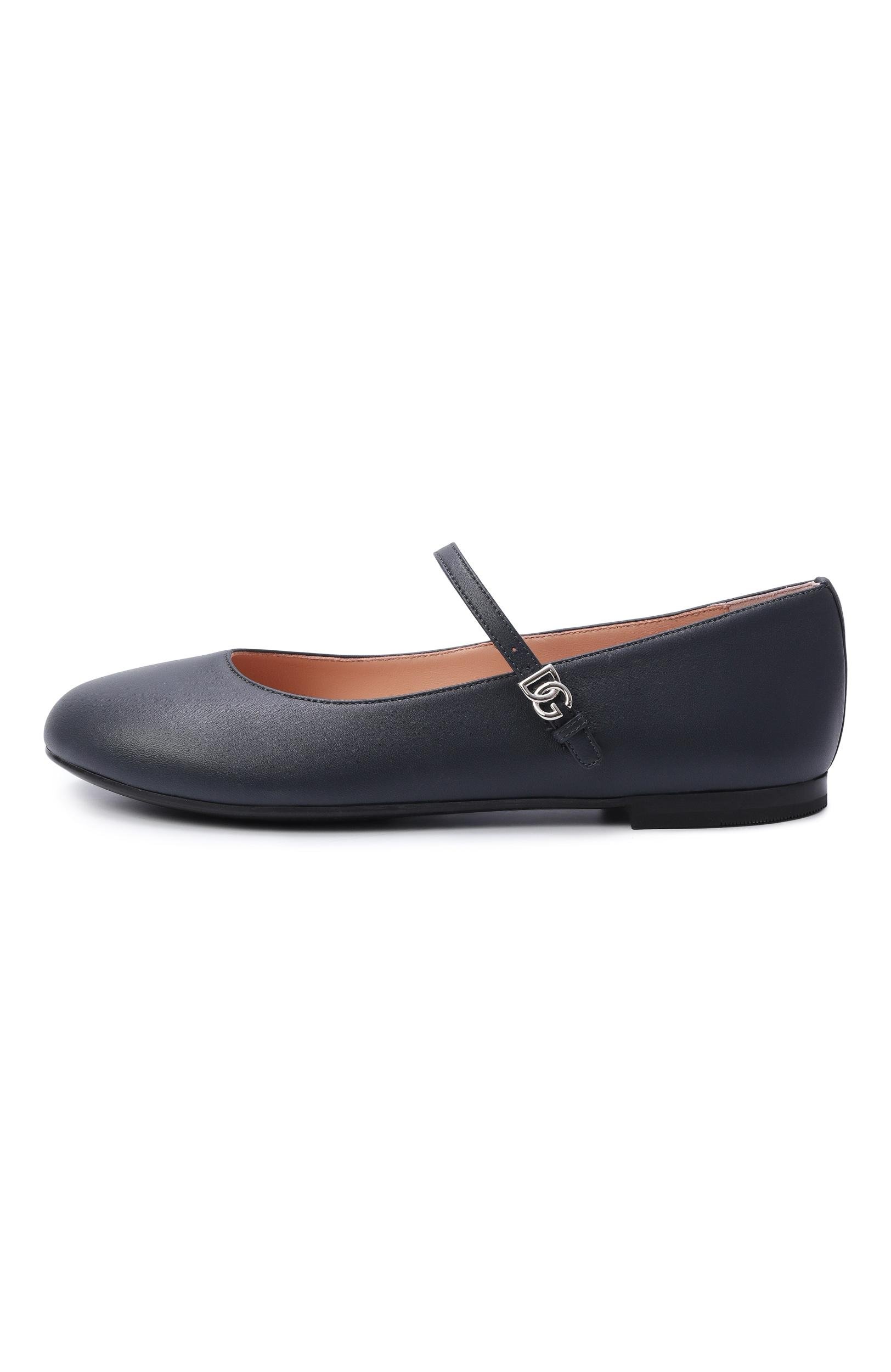 Кожаные балетки DOLCE & GABBANA темно-синего цвета по цене 41800 руб., арт. D11274/AB793_001, фото 2 Кожаные балетки DOLCE & GABBANA, арт. D11274/AB793_001, фото 2