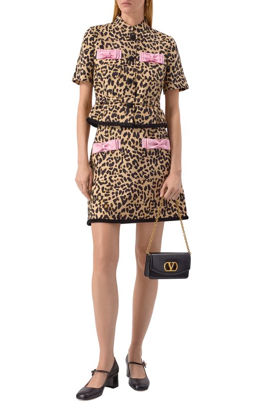 Юбка из шерсти и шелка Valentino 7B3RADP5/9F9 Леопардовый  7B3RADP5/9F9 Фото 2