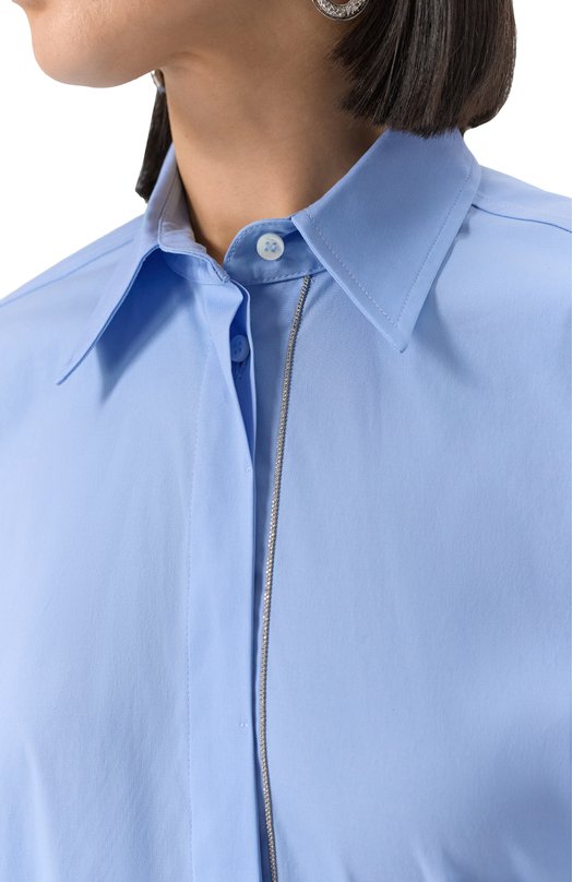 Хлопковая рубашка Brunello Cucinelli M0091MA636 Голубой  M0091MA636 Фото 5
