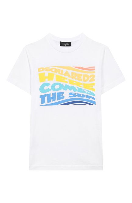 Детская хлопковая футболка DSQUARED2 белого цвета, арт. DQ2781/D004G | Фото 1 (Материал сплава: Проставлено; Драгоценные камни: Проставлено; Материал внешний: Хлопок; Рукава: Короткие)