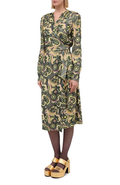 Платье из вискозы DRIES VAN NOTEN зеленого цвета по цене 164000 руб., арт. 202-31008-1432, фото 3 Платье из вискозы DRIES VAN NOTEN, арт. 202-31008-1432, фото 3