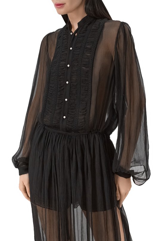 Шелковое платье Ann Demeulemeester B0013958/FA732 Чёрный  B0013958/FA732 Фото 4