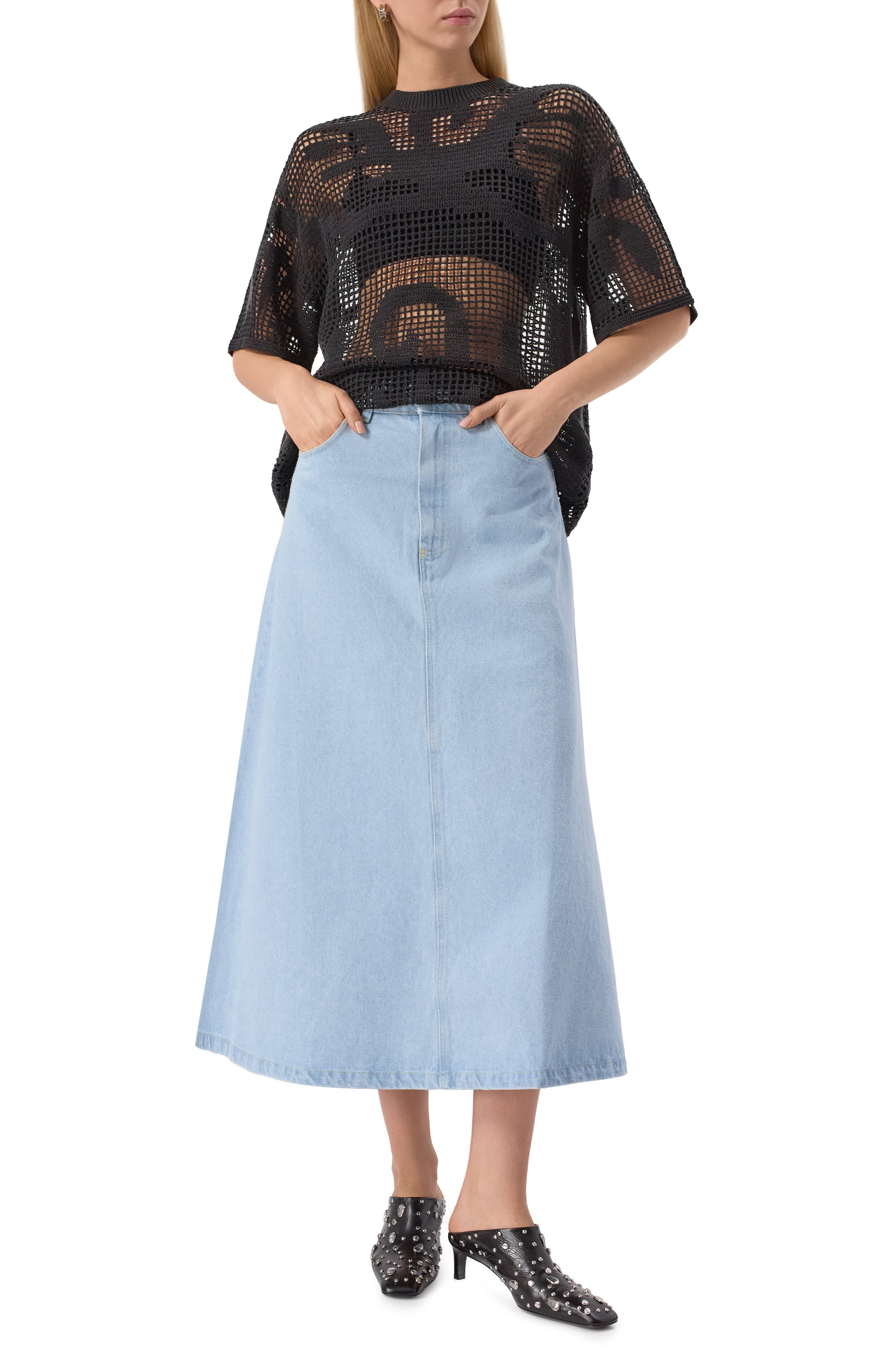 Хлопковый пуловер NANUSHKA черного цвета по цене 62150 руб., арт. NW25SSTP24499, фото 2 Хлопковый пуловер NANUSHKA, арт. NW25SSTP24499, фото 2