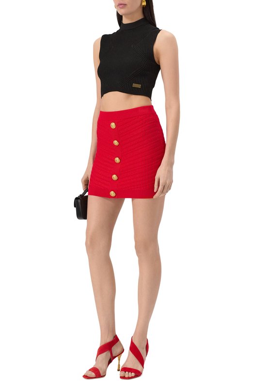 Юбка из вискозы Balmain EF0LB039/KI42 Красный  EF0LB039/KI42 Фото 2