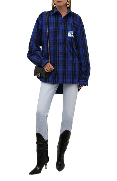 Рубашка из хлопка и вискозы VETEMENTS синего цвета по цене 114500 руб., арт. UA52SH800B 1002/W, фото 2 Рубашка из хлопка и вискозы VETEMENTS, арт. UA52SH800B 1002/W, фото 2